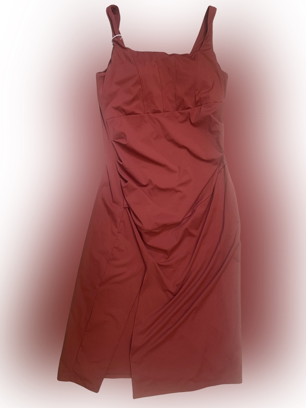 HALARA SoftlyZero Airy Square Neck Corset Ruched Bodycon Mid Cool Touch Dress XL